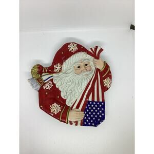 Fitz and Floyd 2007 "Patriotic Santa" Canape Plate